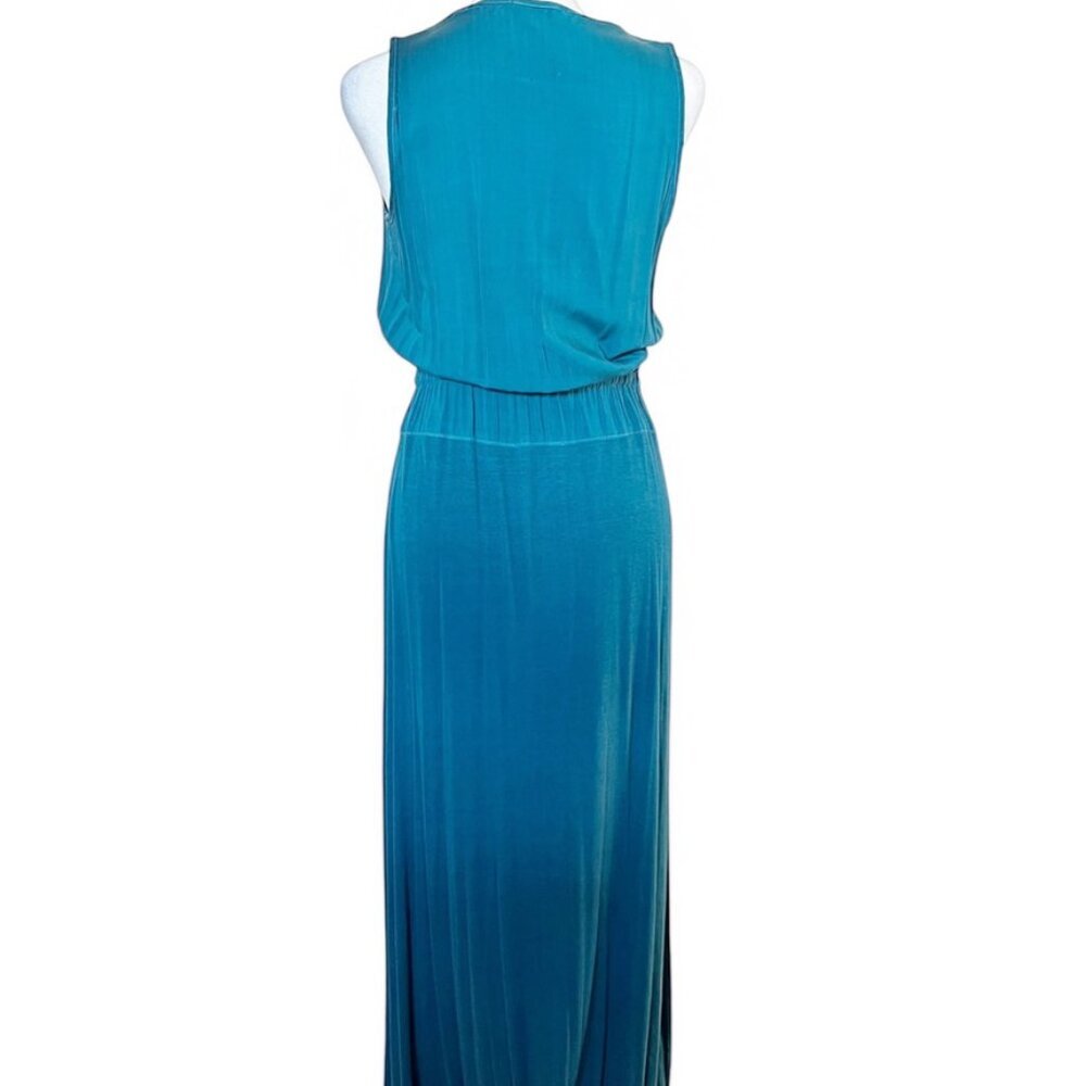Splendid Faux Wrap V Neck Floor Length Romantic Flattering Waist Dress Resort - Picture 6 of 11